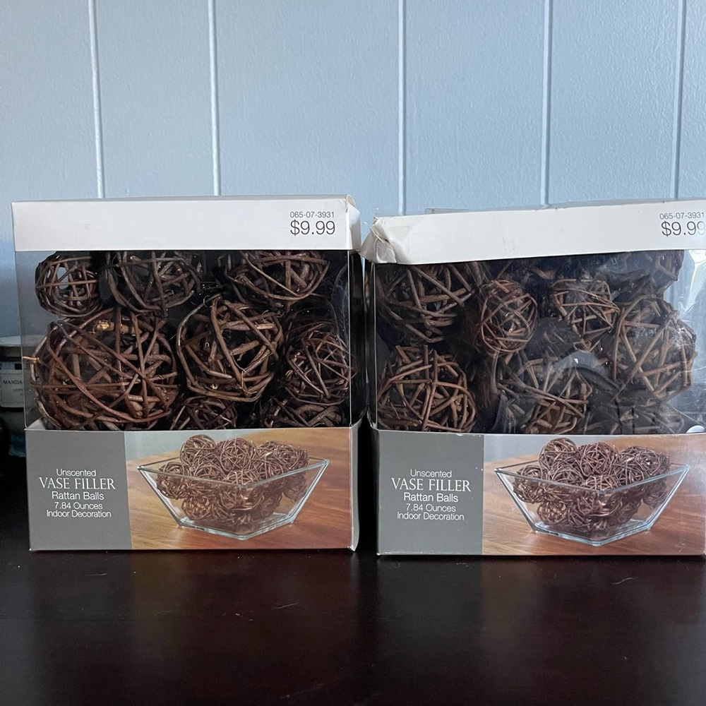 NIB! Rattan vase filler spheres. Bundle of 2.